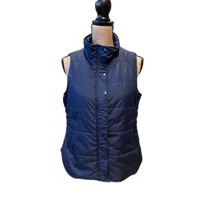 True Craft Women's Puffer Vest Navy Blue Size L Snap Closure Casual